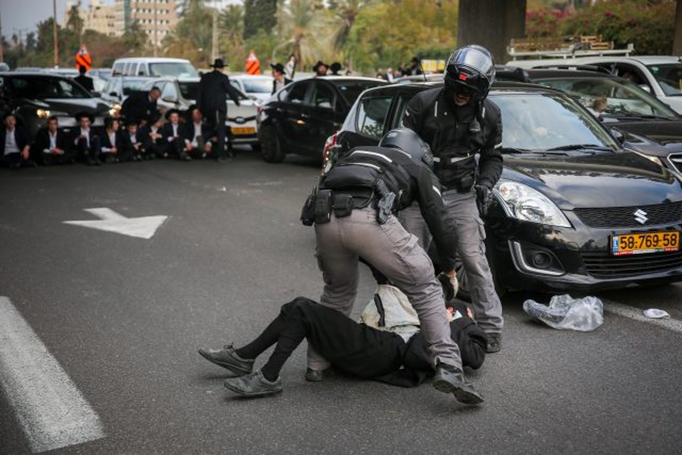 ההפגנה בצומת קוקה קולה (קרדיט: Flash90)