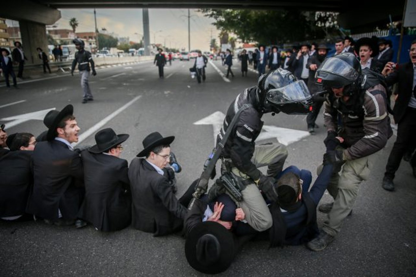 ההפגנה בצומת קוקה קולה (קרדיט: Flash90)