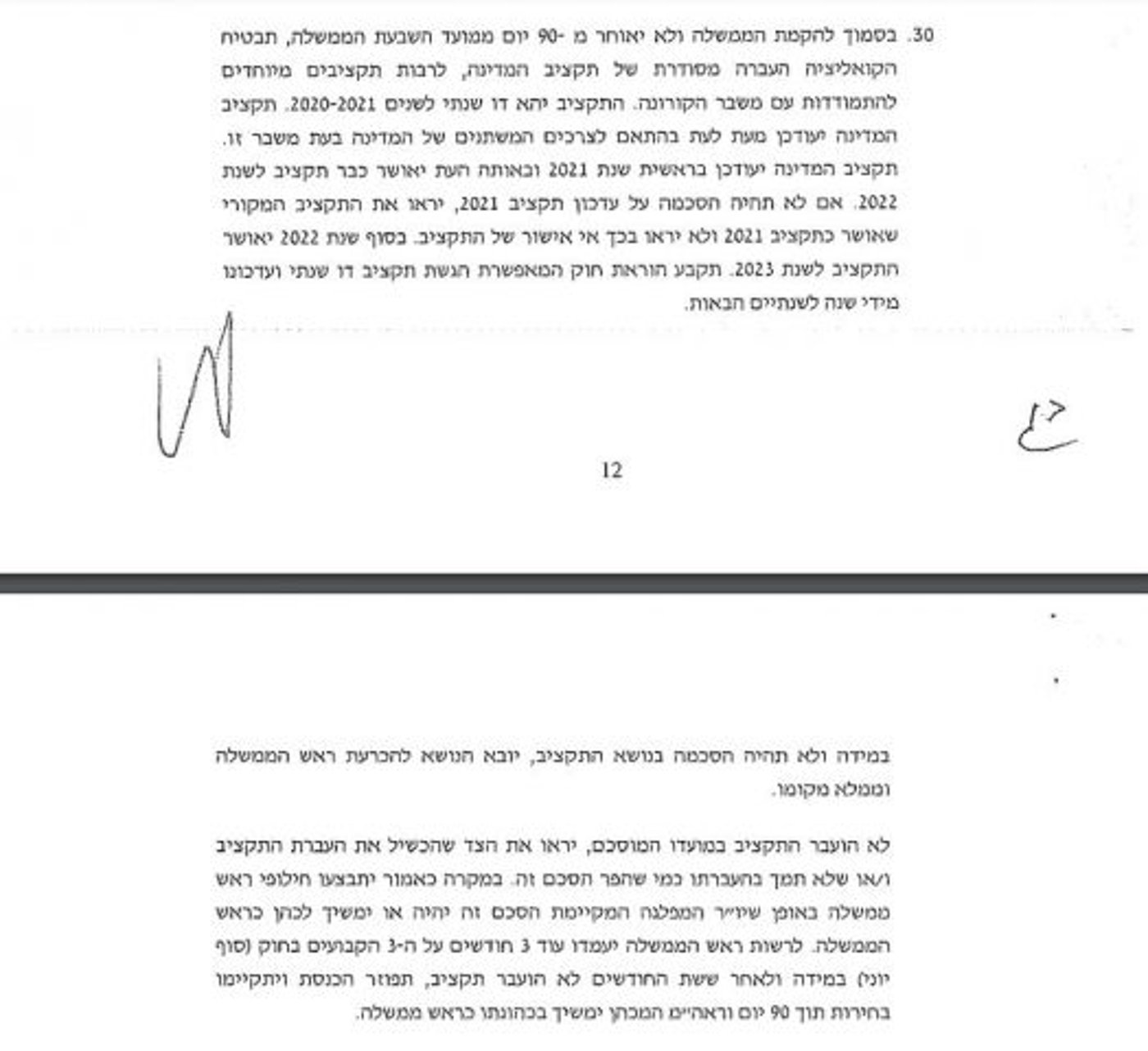 סעיף התקציב בהסכם הליכוד כחול לבן