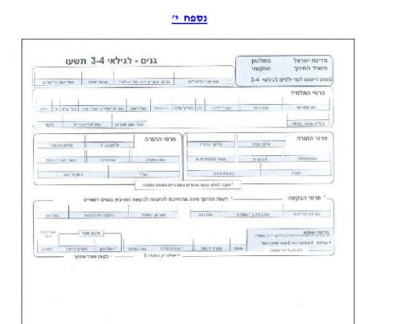 מתוך חוברת הרשמה של משרד החינוך בה שינו את טפסי ההרשמה להורה והורה כבר ב2016.