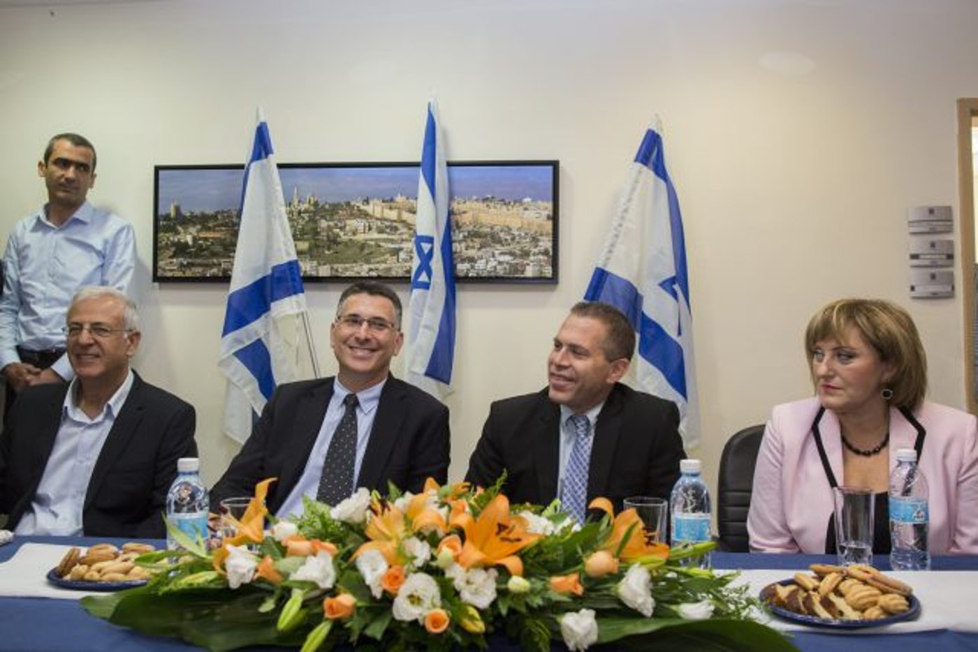 קירשנבאום כסגנית שר, יחד עם גלעד ארדן וגדעון סער בטקס חילופי שרי פנים, 2014