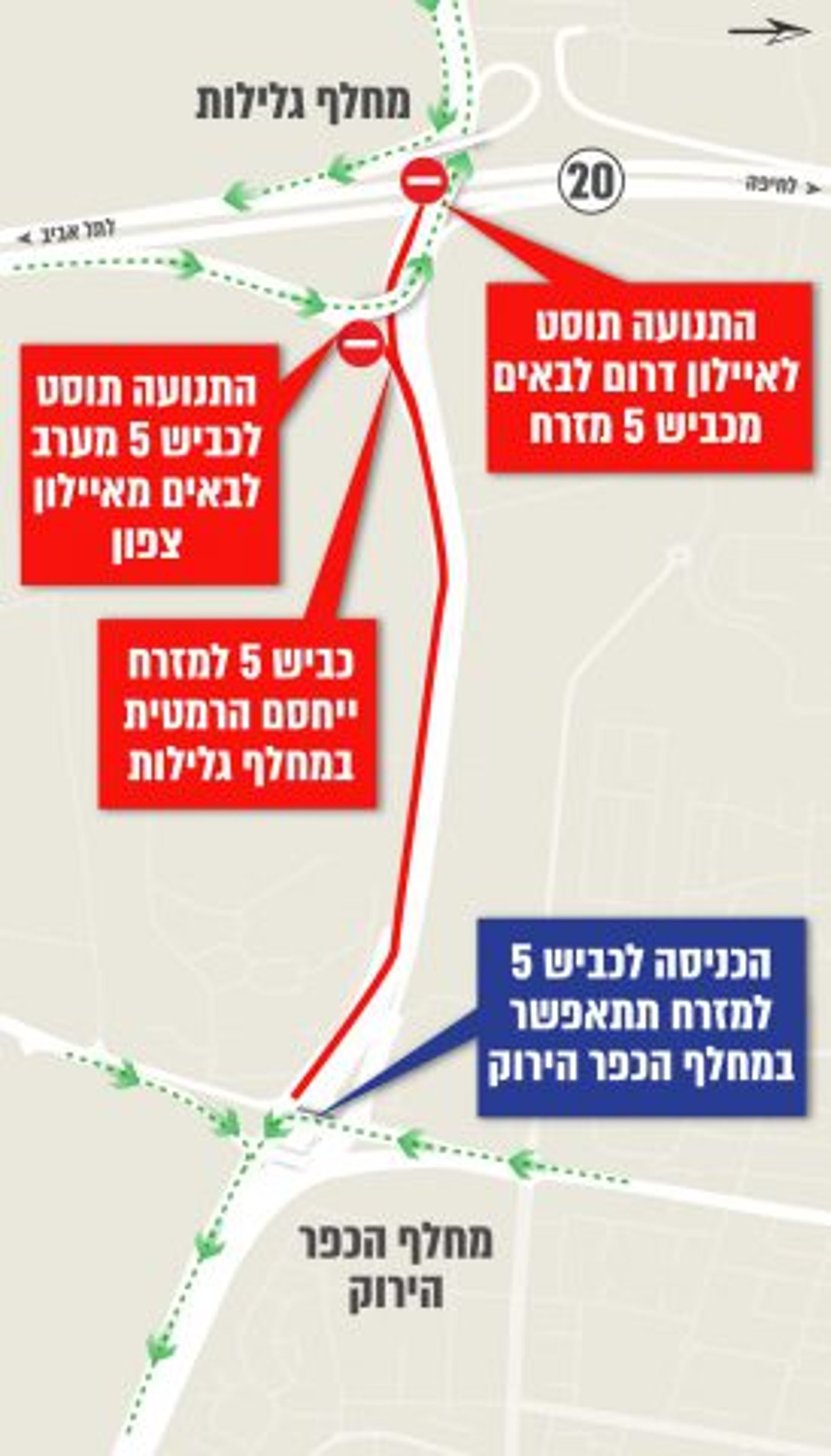 מפת החסימות (באדיבות חברת נתיבי איילון)