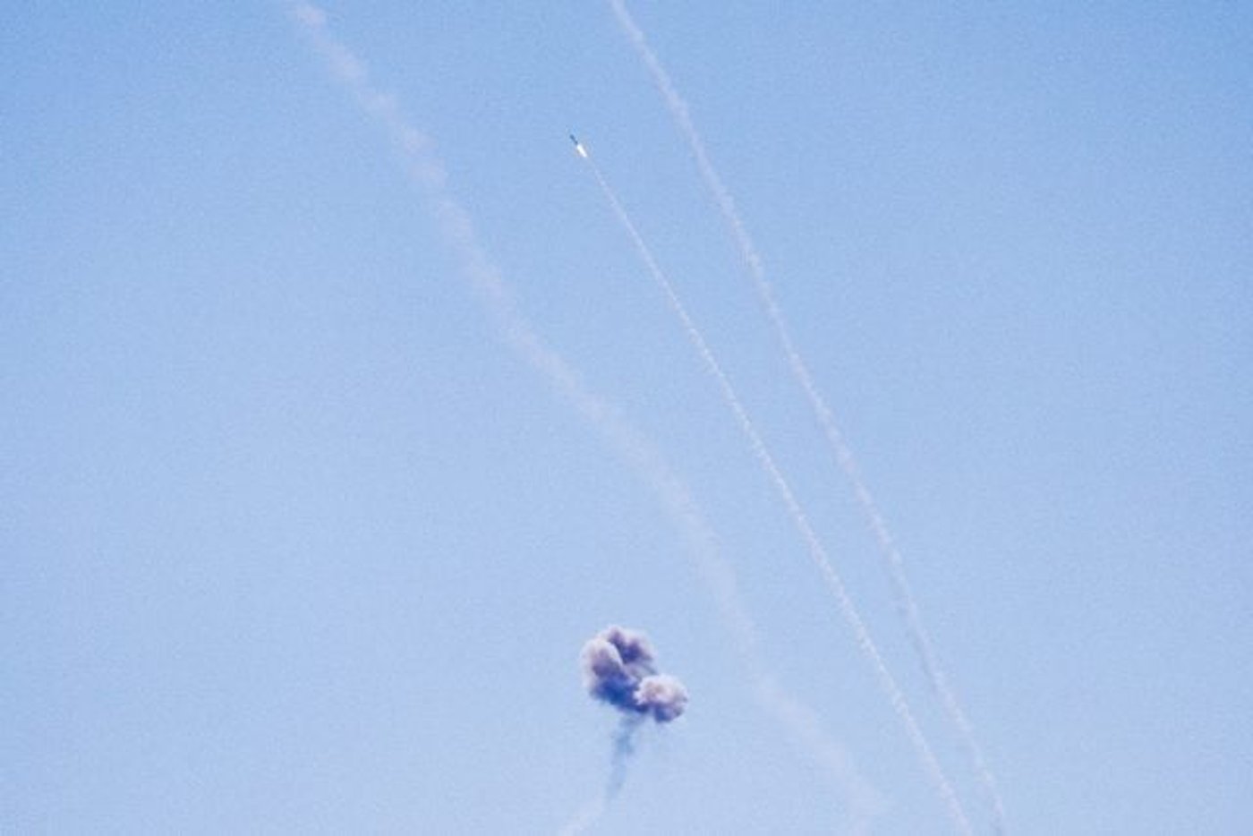 כיפת ברזל מיירטת רקטות של הג'יהאד האיסלאמי (Photo by Yonatan Sindel/Flash90)