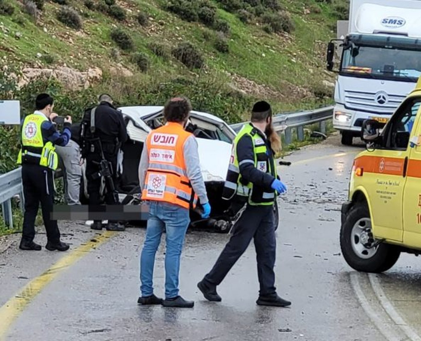 תאונה בין שלושה כלי רכב בשומרון; 4 פצועים פונו