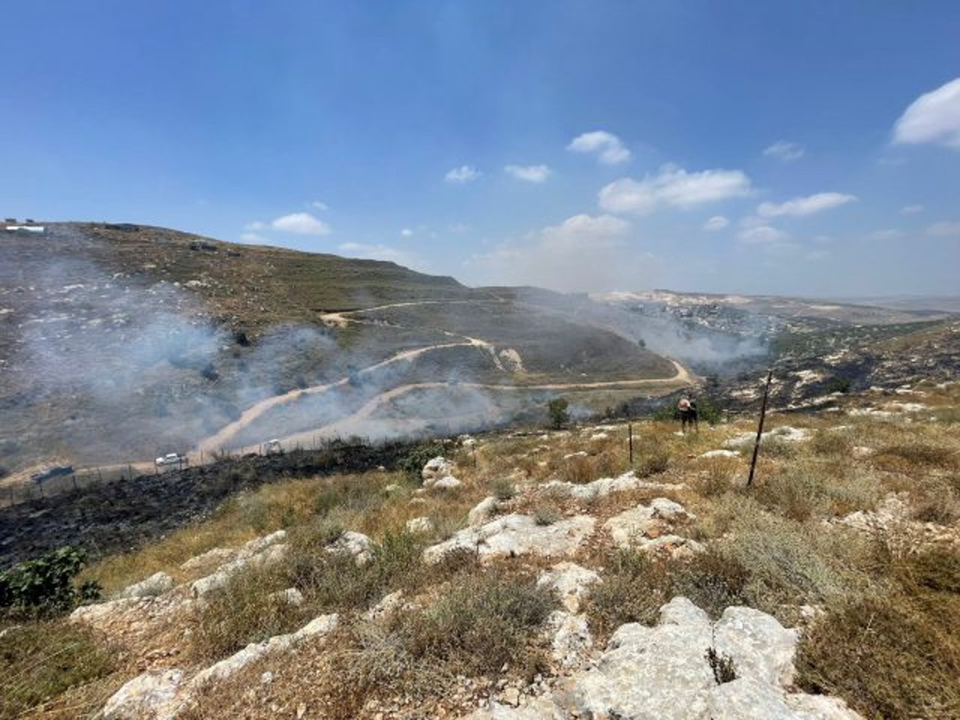 השריפה סמוך ליצהר (קרדיט: קובי זיאת)