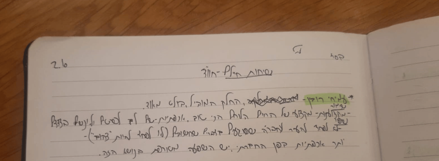 חוות הדעת של שילה ראוכברגר ז"ל על עמיחי (באדיבות משפחת רובין)