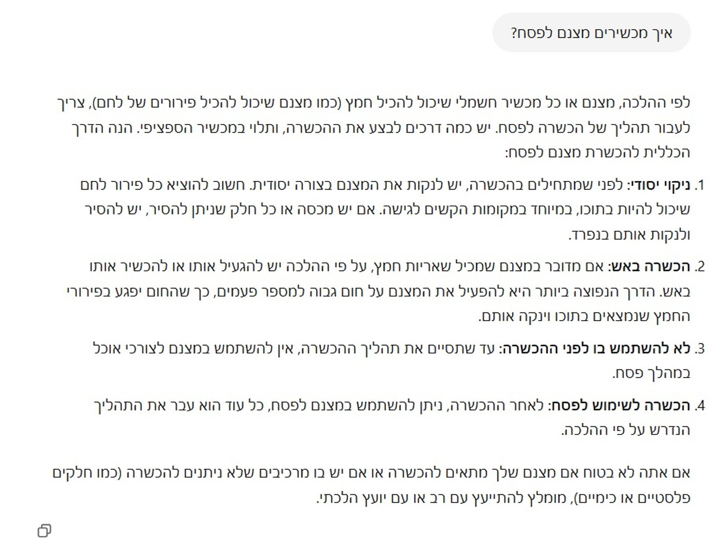 AI מי יודע: שאלנו את ה-AI, איך להכשיר מצנם לפסח?