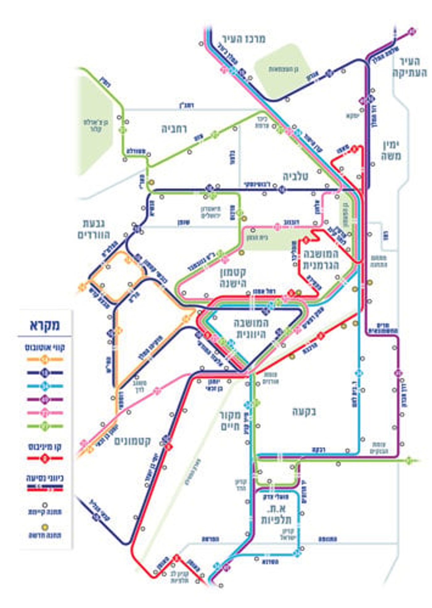 מפת הקוים המעודכנת באיזור העבודות בירושלים