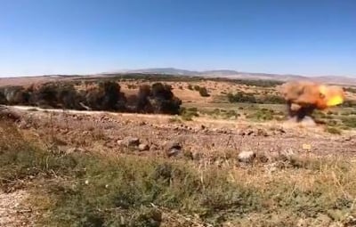 צפו: פיצוץ שרשרת של מוקשים סורים ברמת הגולן