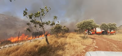 שריפה ענקית סמוך לגבעת רונן; העלייה ליישוב נחסמה