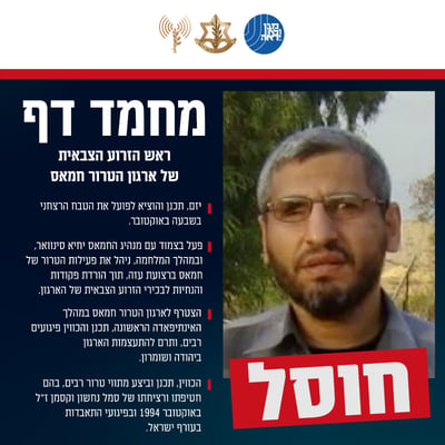 חמאס מודה לראשונה: מוחמד דף חוסל