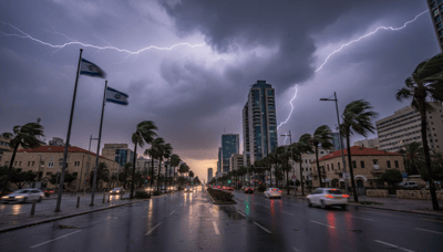 התראה מטאורולוגית: גשם, רוחות ושטפונות: תחזית מזג אוויר